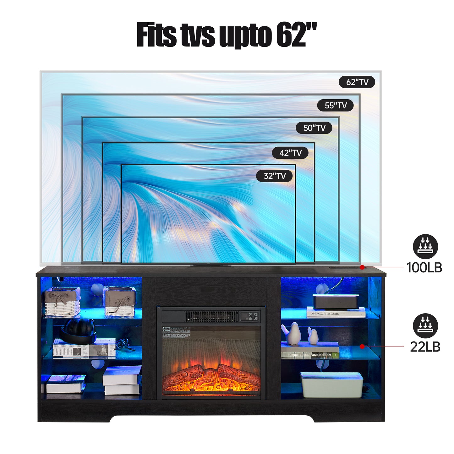 Lula Modern LED Fireplace TV Stand
