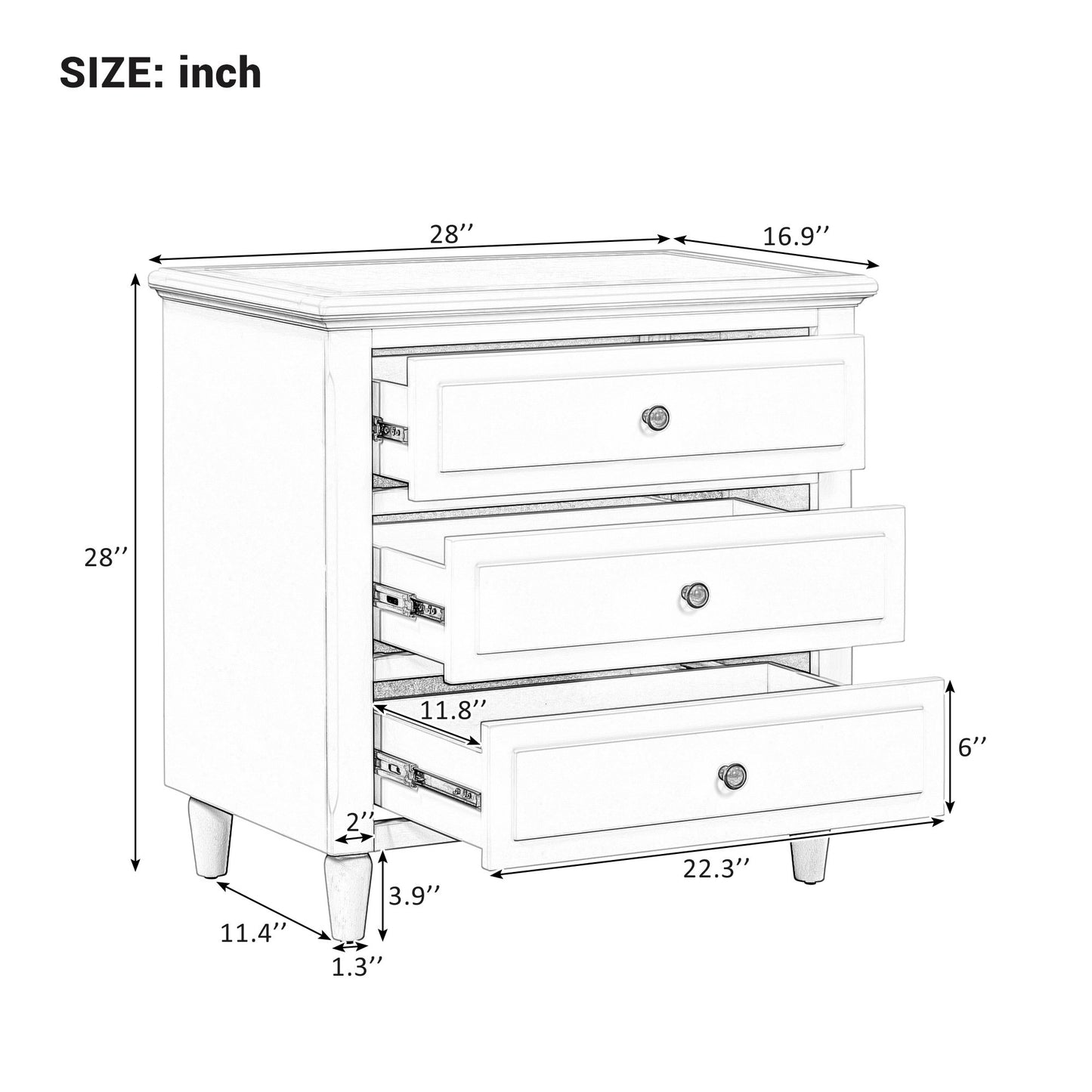 Amity Modern U-STYLE Drawer Nightstand