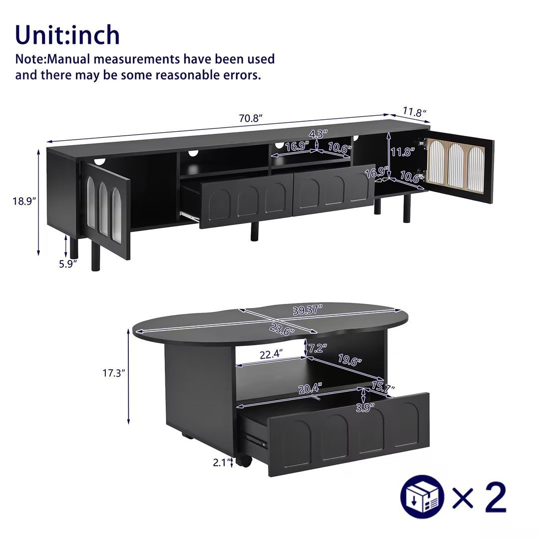 Kingsly Contemporary ON-TREND LED TV Stand