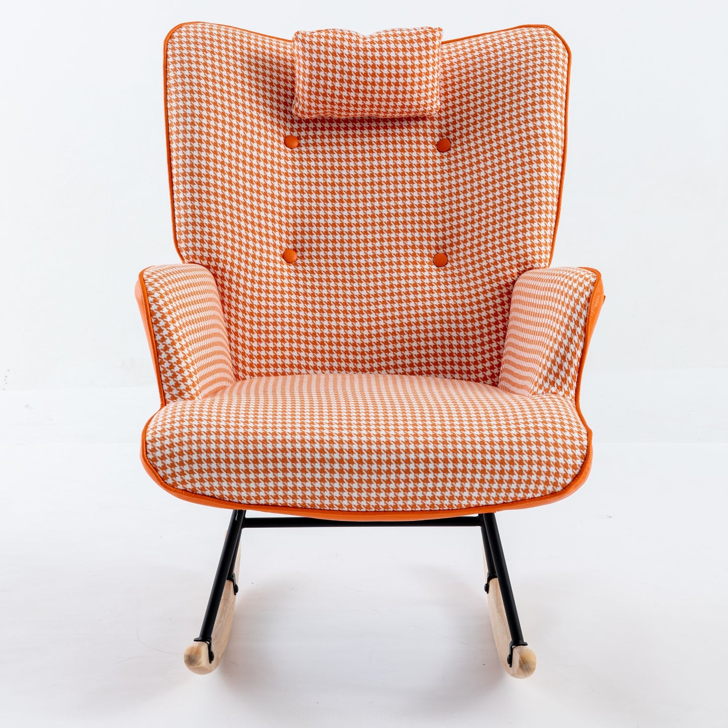Kingsly Mid-Century Houndstooth Rocking Chair