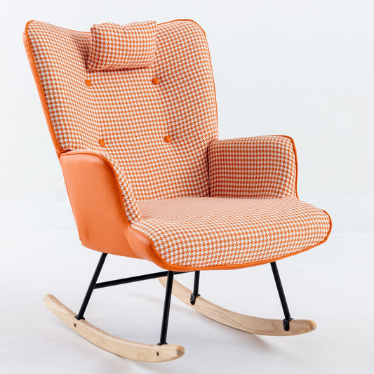 Kingsly Mid-Century Houndstooth Rocking Chair