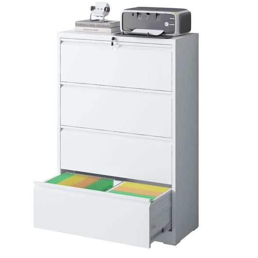 Lazzareschi Modern 4-Drawer Locking Metal File Cabinet