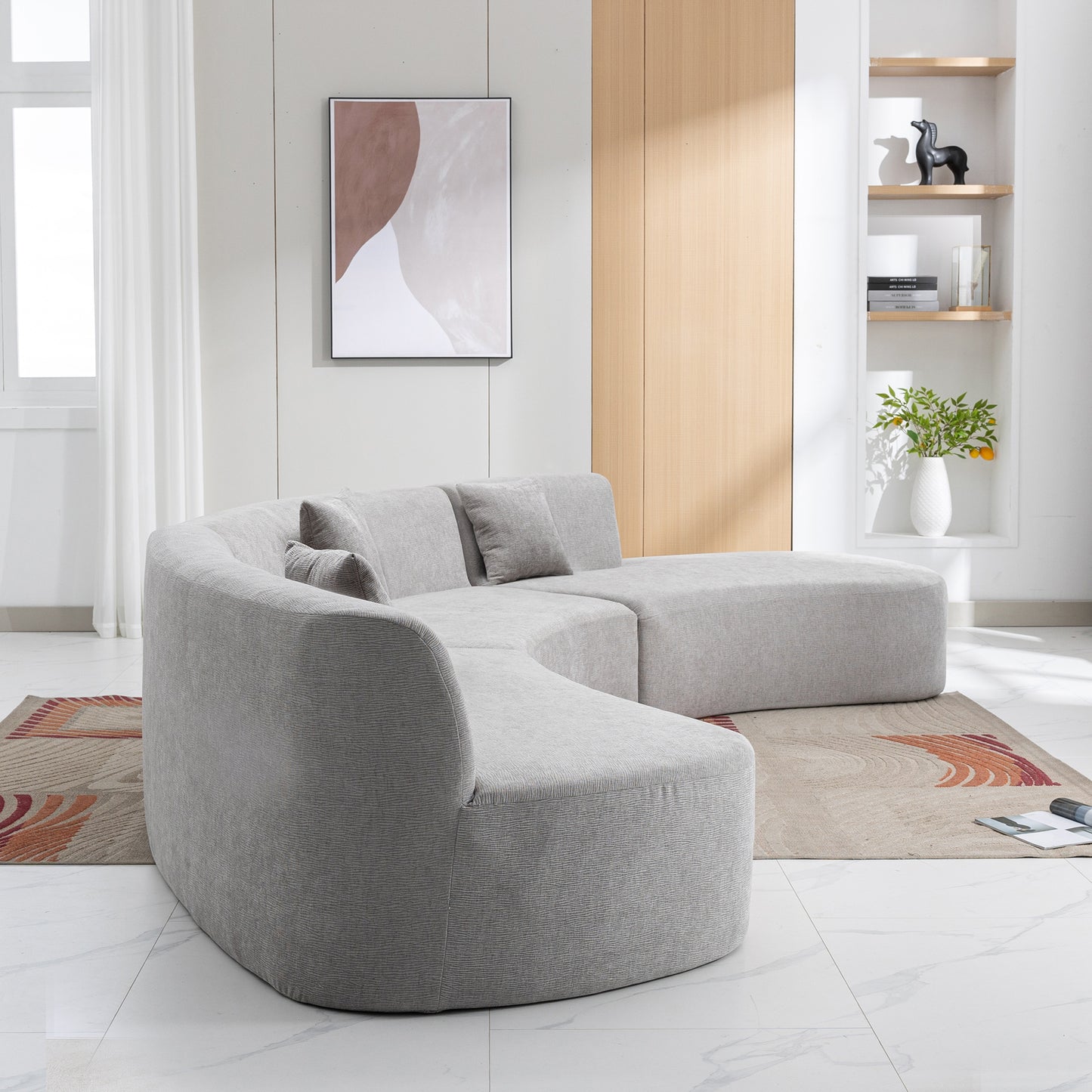 Healdsburg Contemporary Chenille Curved Sectional