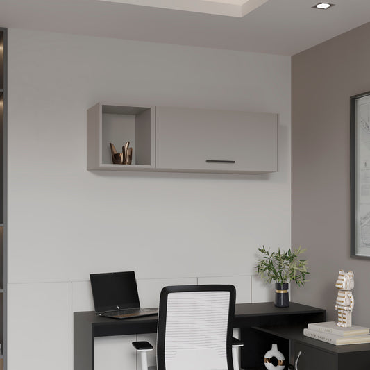 Somerset Modern Wall Shelf with 1 Door and 3 Shelves