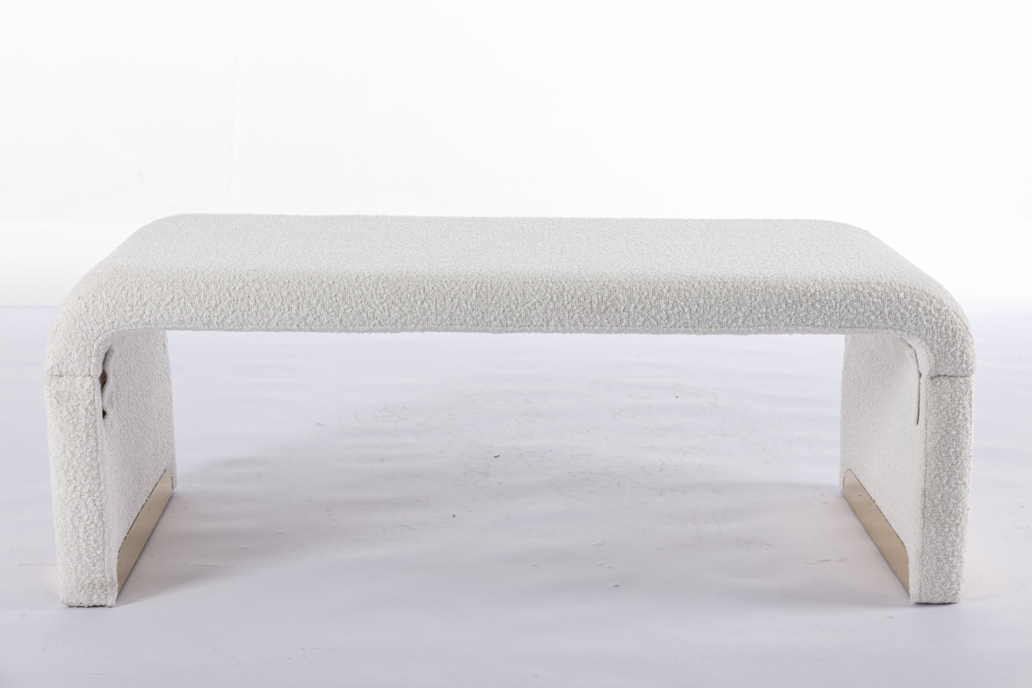 Mission Modern Boucle Fabric Ottoman Bench