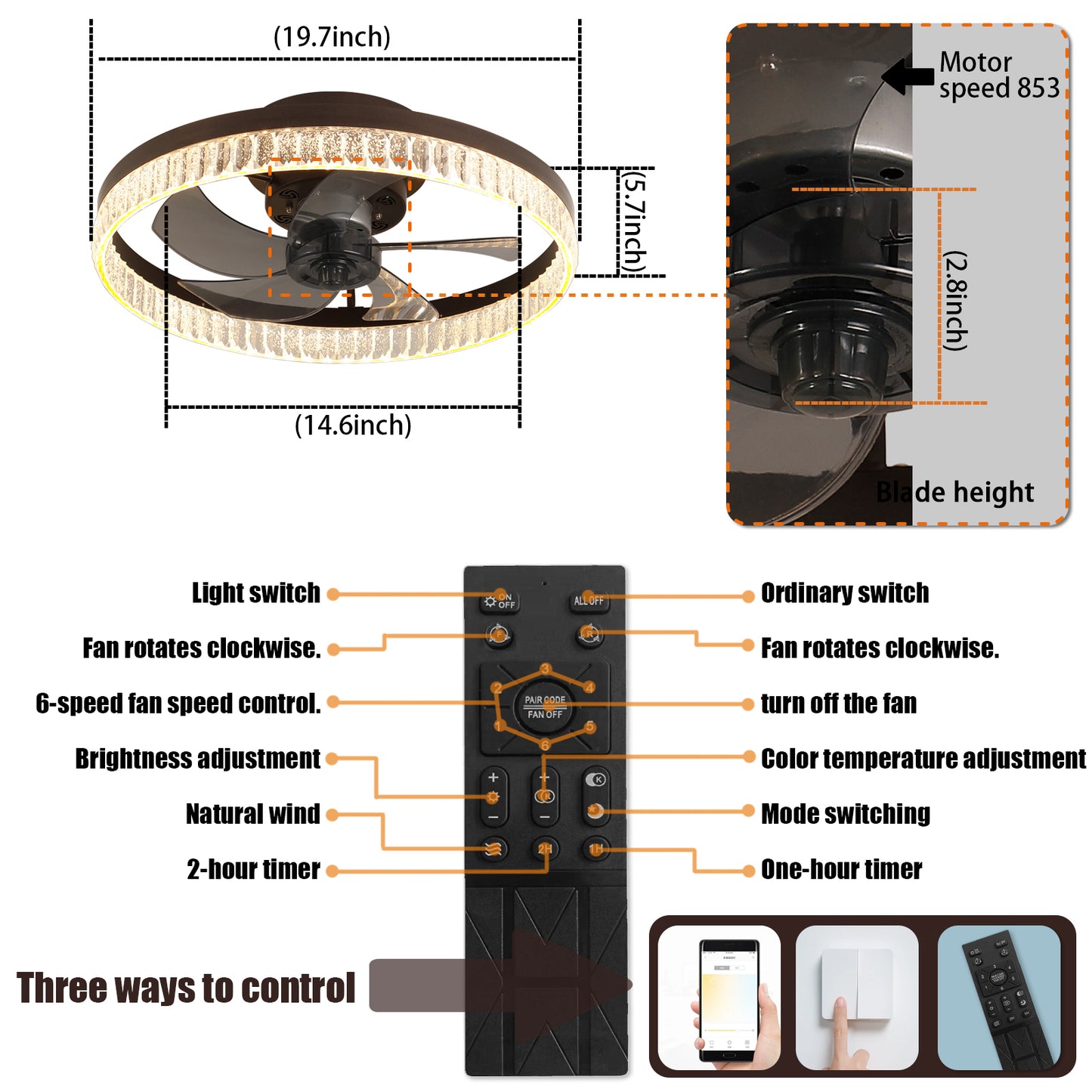 Healdsburg Modern LED Chandelier Fan