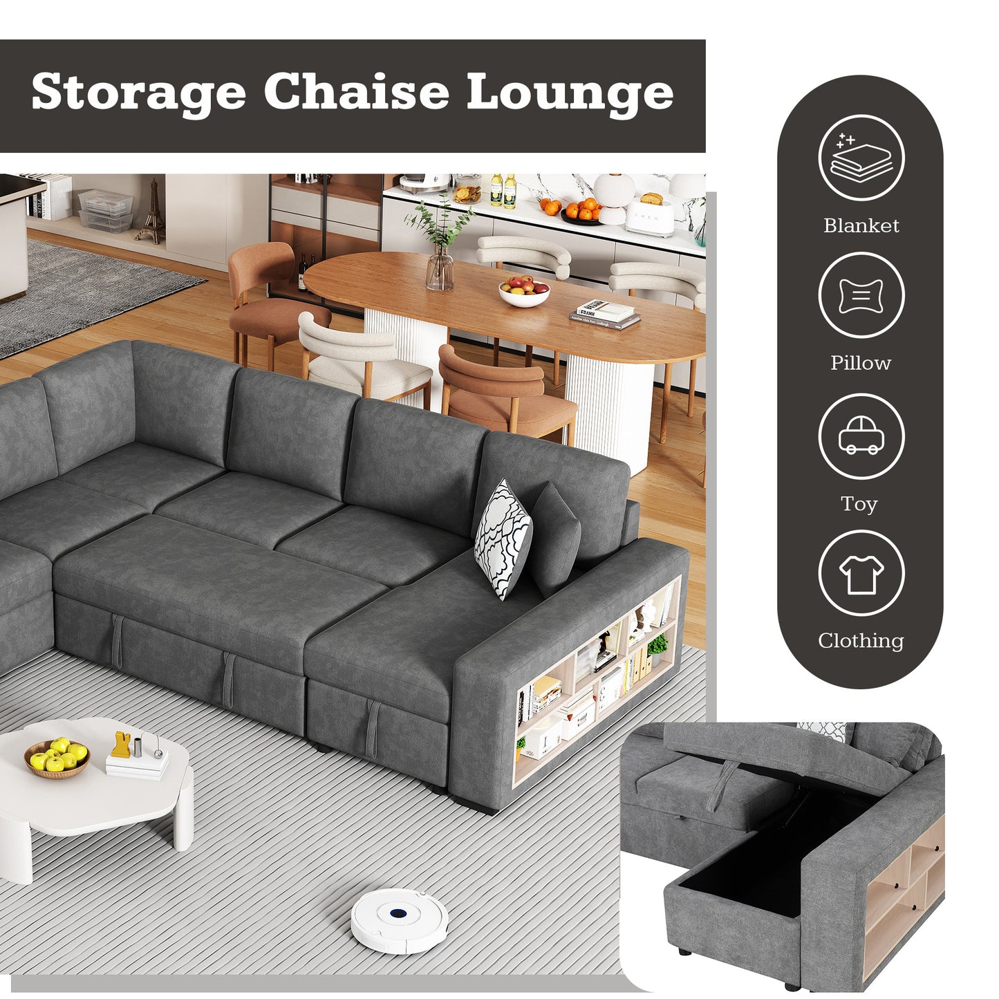 Lazzareschi Contemporary Pull-out Storage Sofa