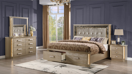 Lula Traditional Queen 4PC Wooden Panel Bedroom Set