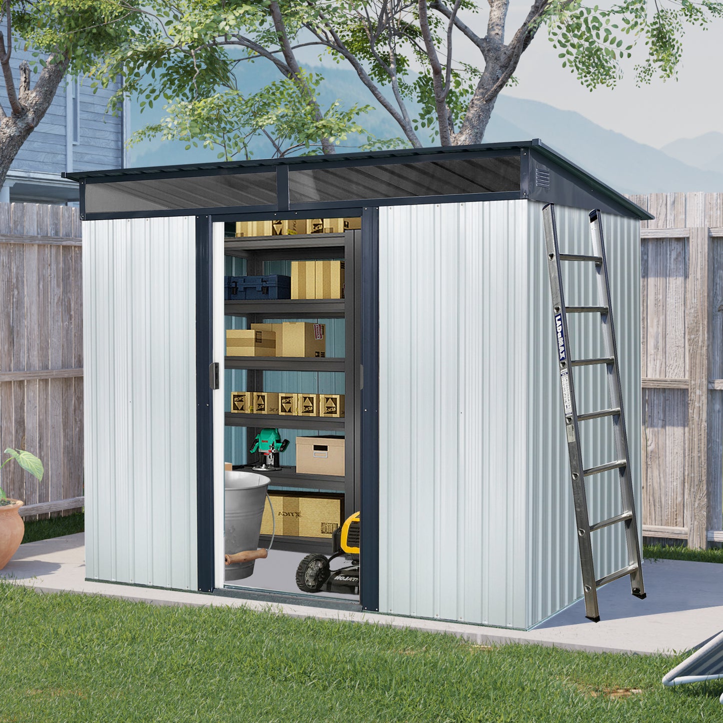 Elmcrest Industrial Outdoor Metal Storage Shed