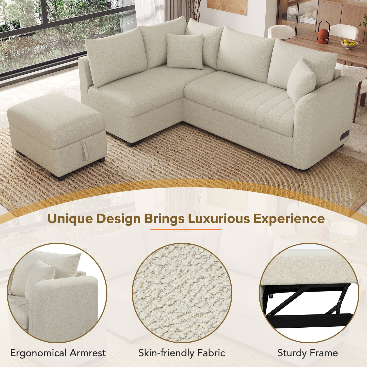 Justo Contemporary Upholstered Sofa Bed