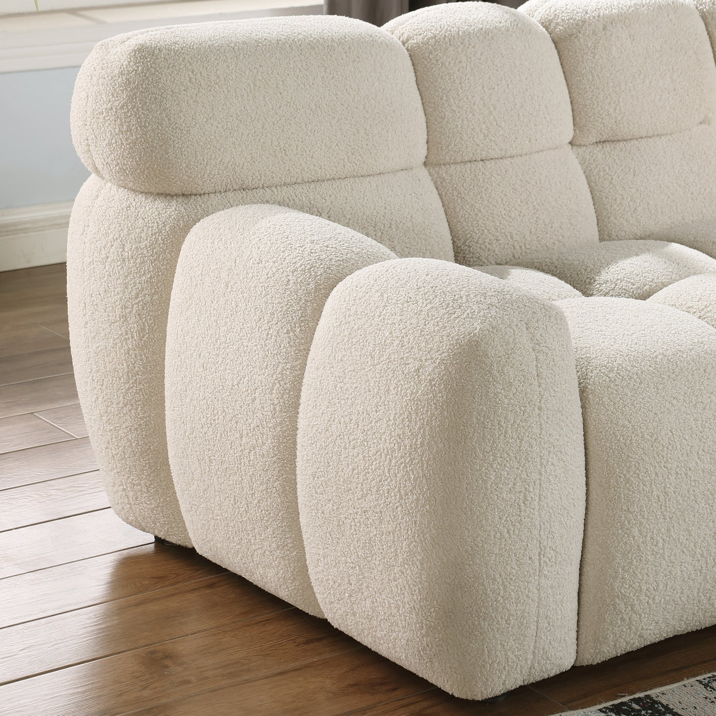 Niles Contemporary Marshmallow Boucle Sofa