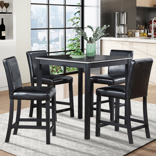 Jiron Contemporary 5 Piece Counter Height Dining Set with Crystal Accents