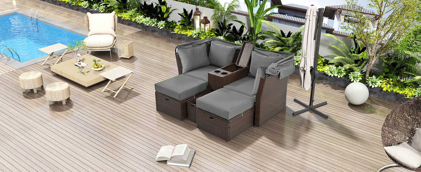 Amity Modern Loveseat Foldable Awning Daybed