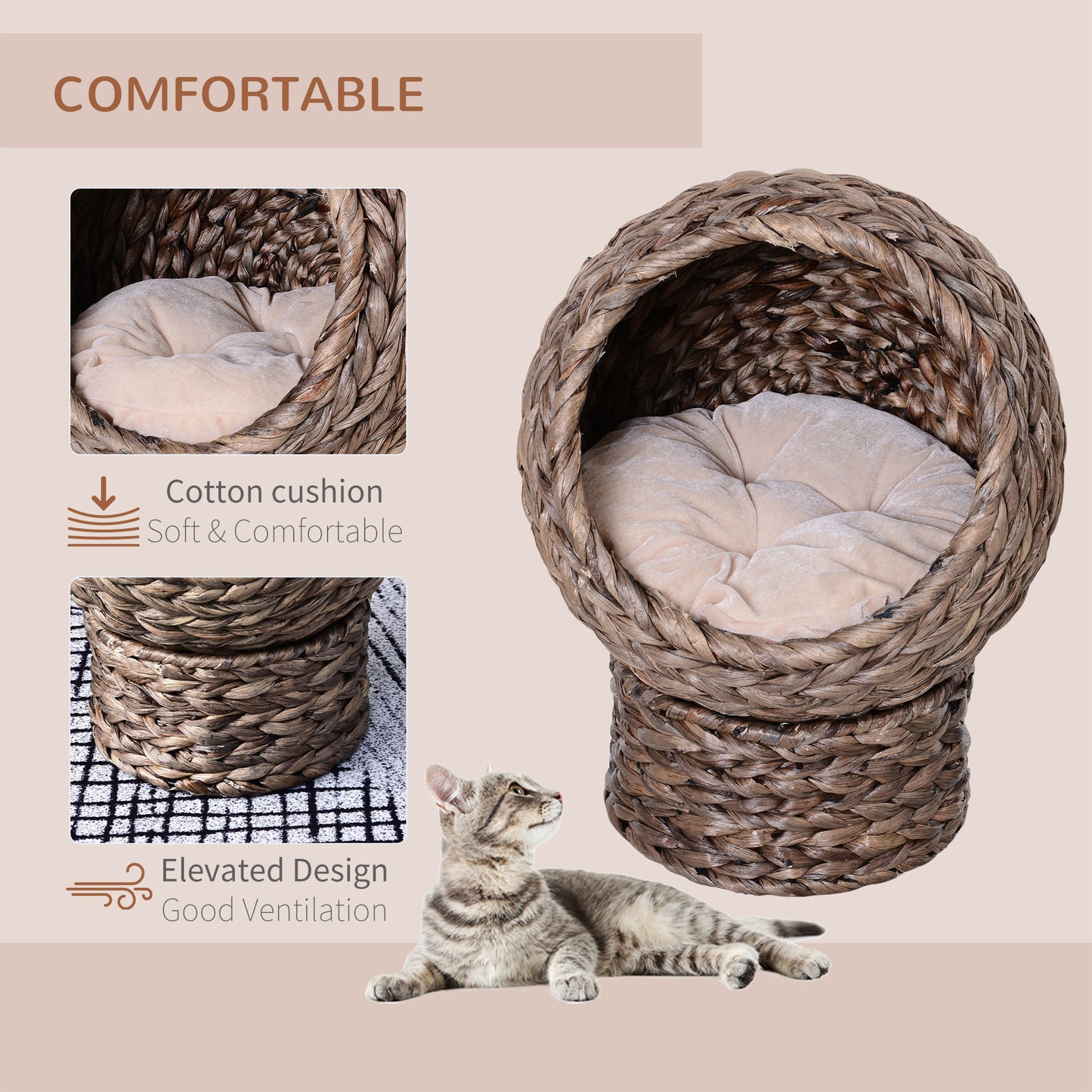 Amity Contemporary Handwoven Elevated Cat Bed