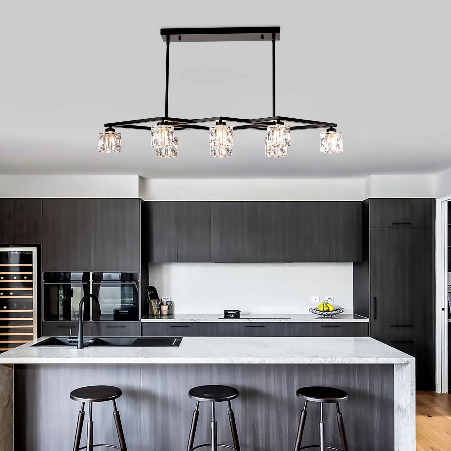 Marcel Industrial Crystal Chandelier