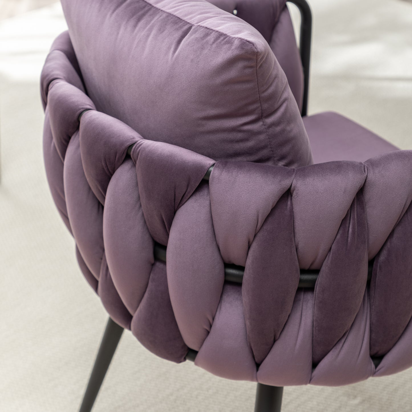 Marites Modern Velvet Weaving Dining Chairs Set