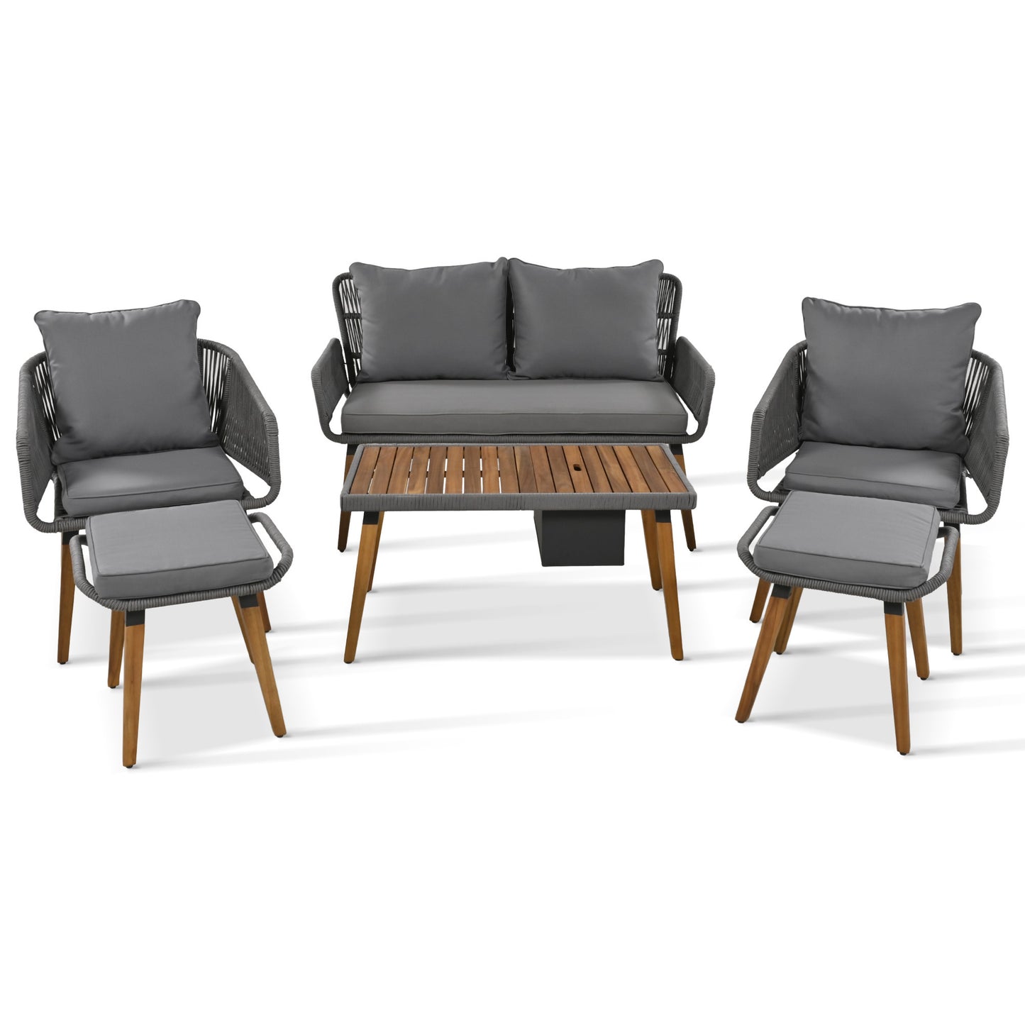 Calista Contemporary Outdoor Acacia Patio Set
