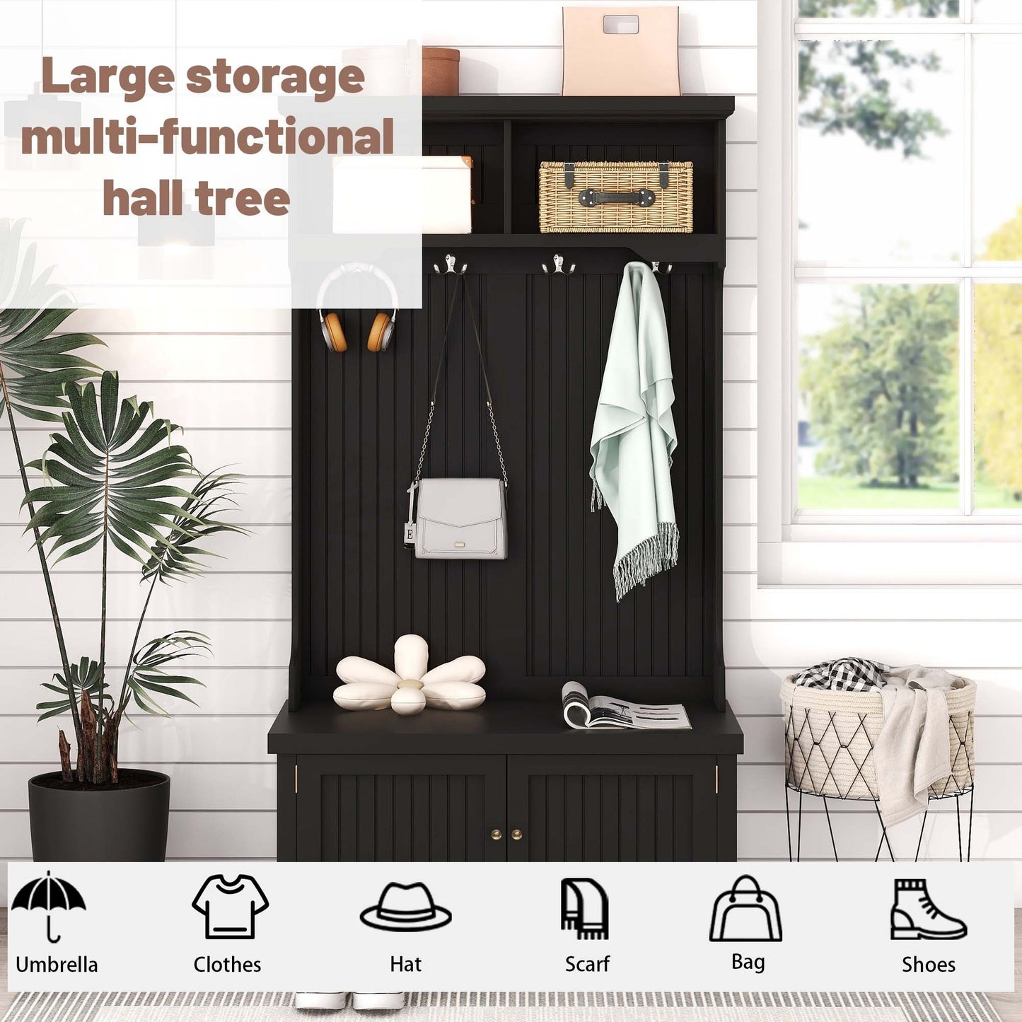 Niles Modern Storage Bench Coat Rack