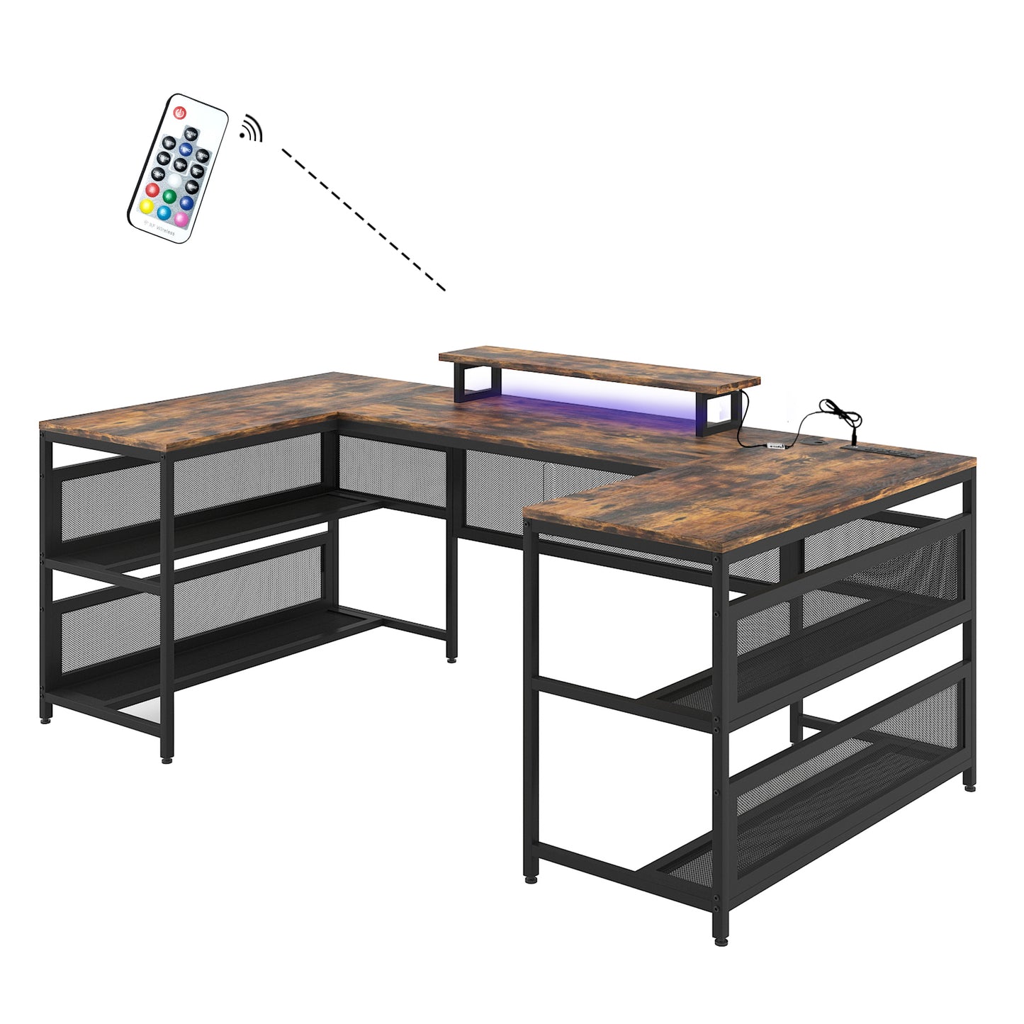 Elmcrest Industrial Vintage U Desk Storage