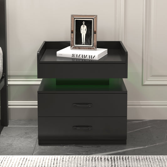 Niles Modern Nightstand with LED Light and 2 Drawers