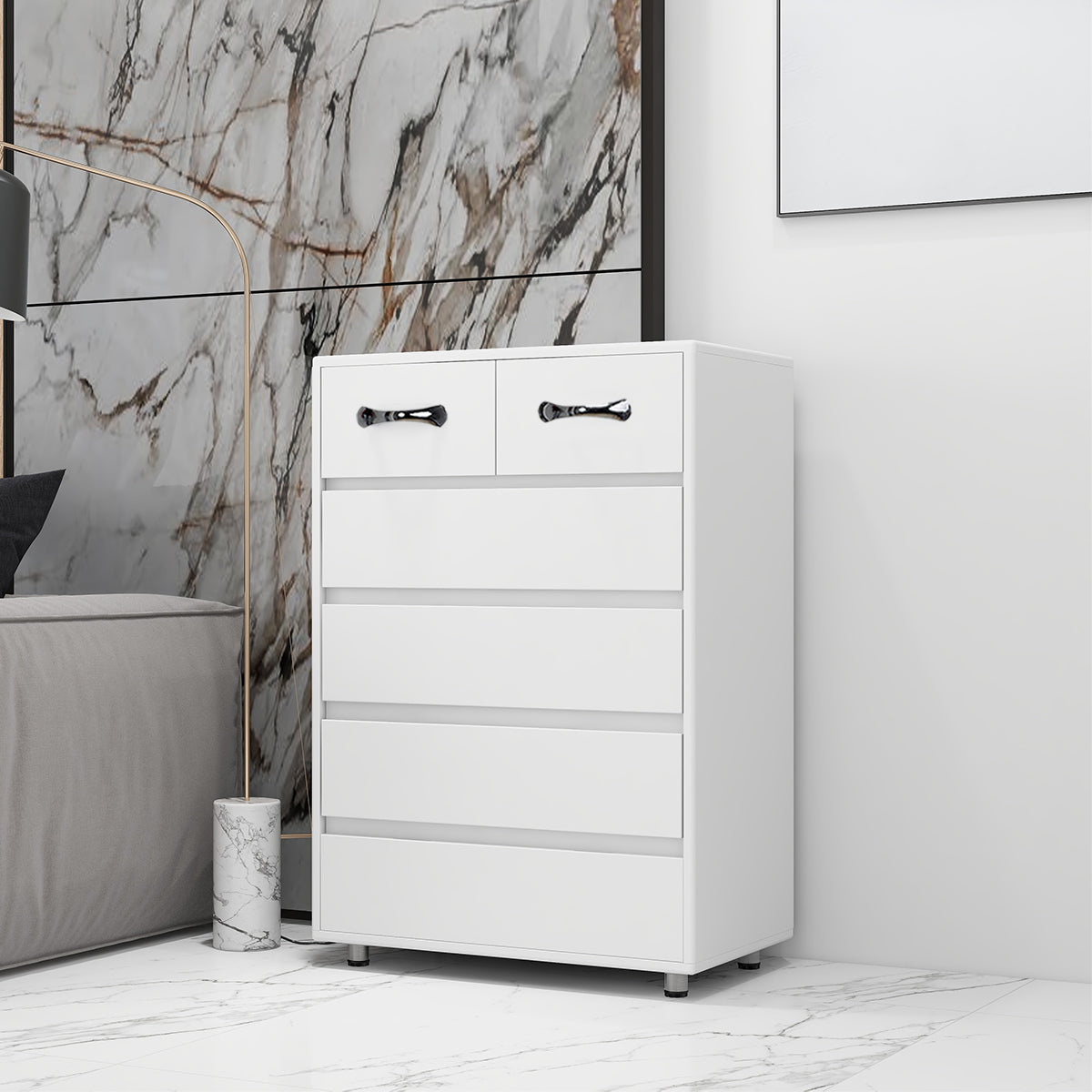 Mission Contemporary Six-Drawer Side Table