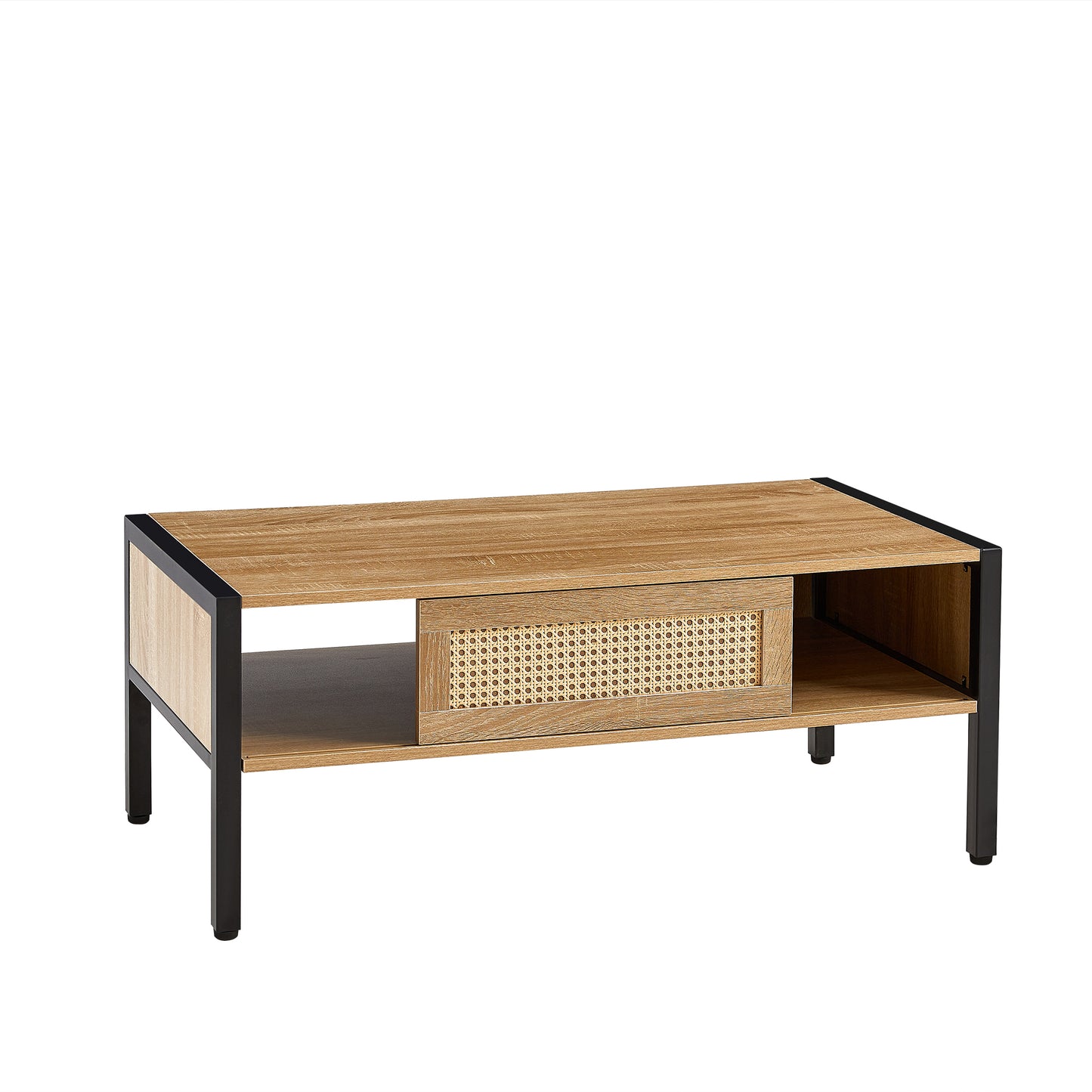 Emery Mid-Century Rattan Storage Coffee Table