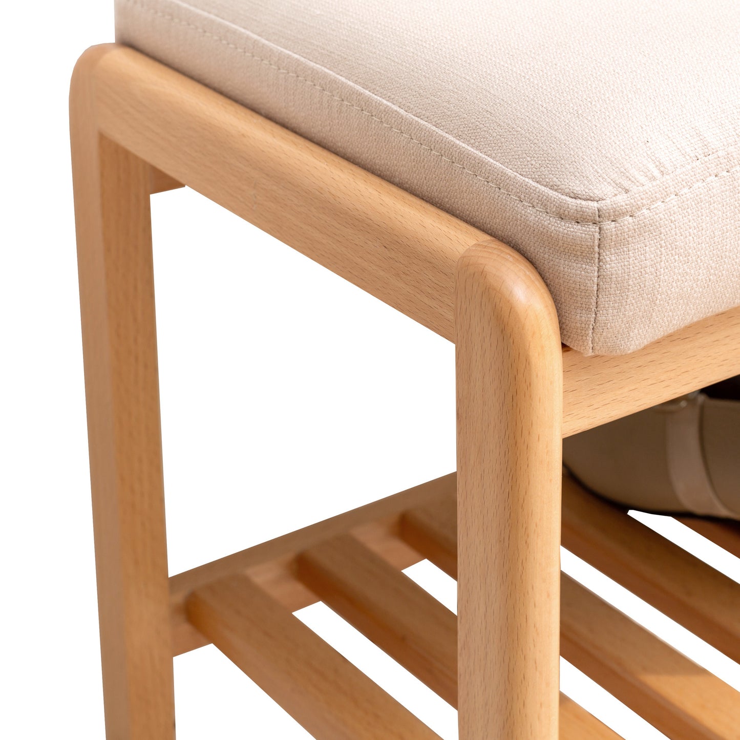 Marites Mid-Century Rack Wood Shoe Bench