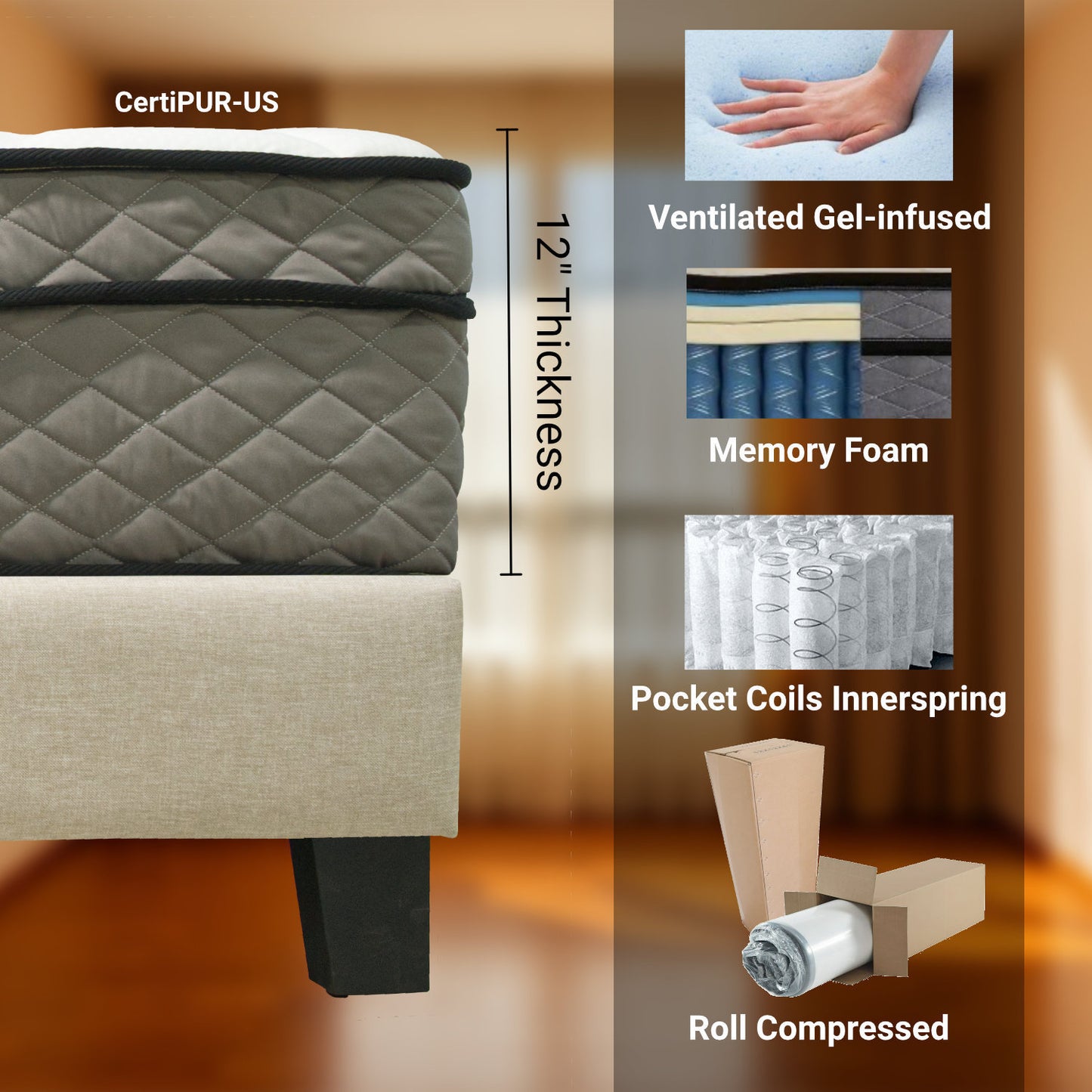 Marites Contemporary Queen Gel Hybrid Mattress