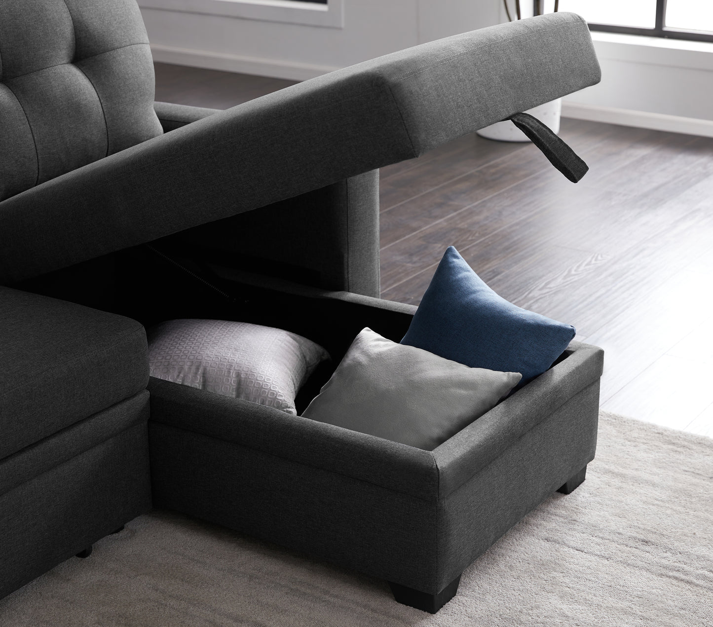 Calista Modern Linen Sleeper Sectional