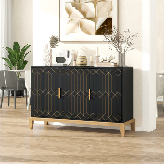 Emery Mid-Century Carved Line Storage Cabinet