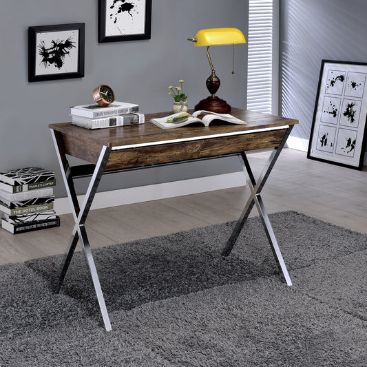 Healdsburg Industrial Weathered Oak Chrome Desk
