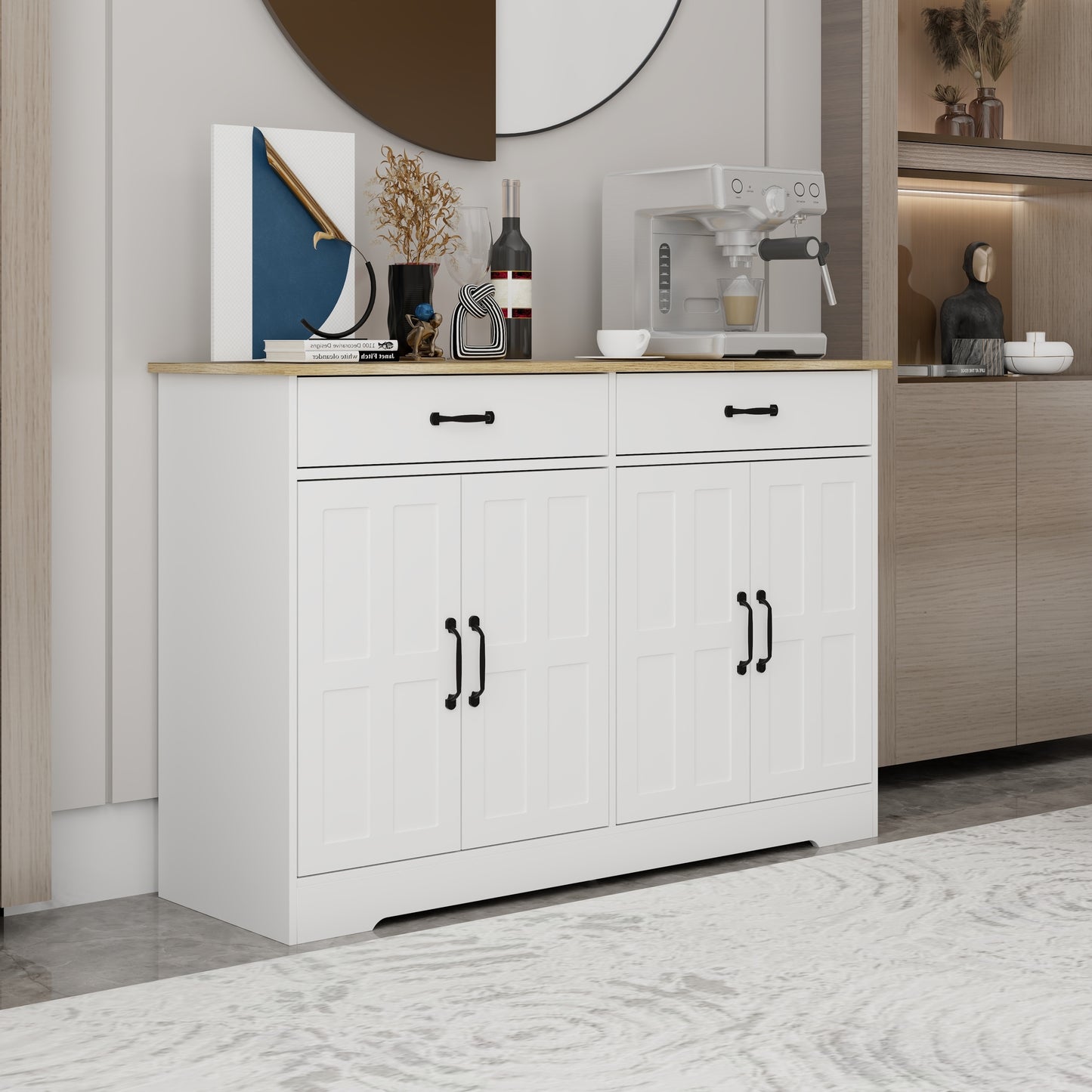 Kingsly Traditional Farmhouse Buffet Cabinet