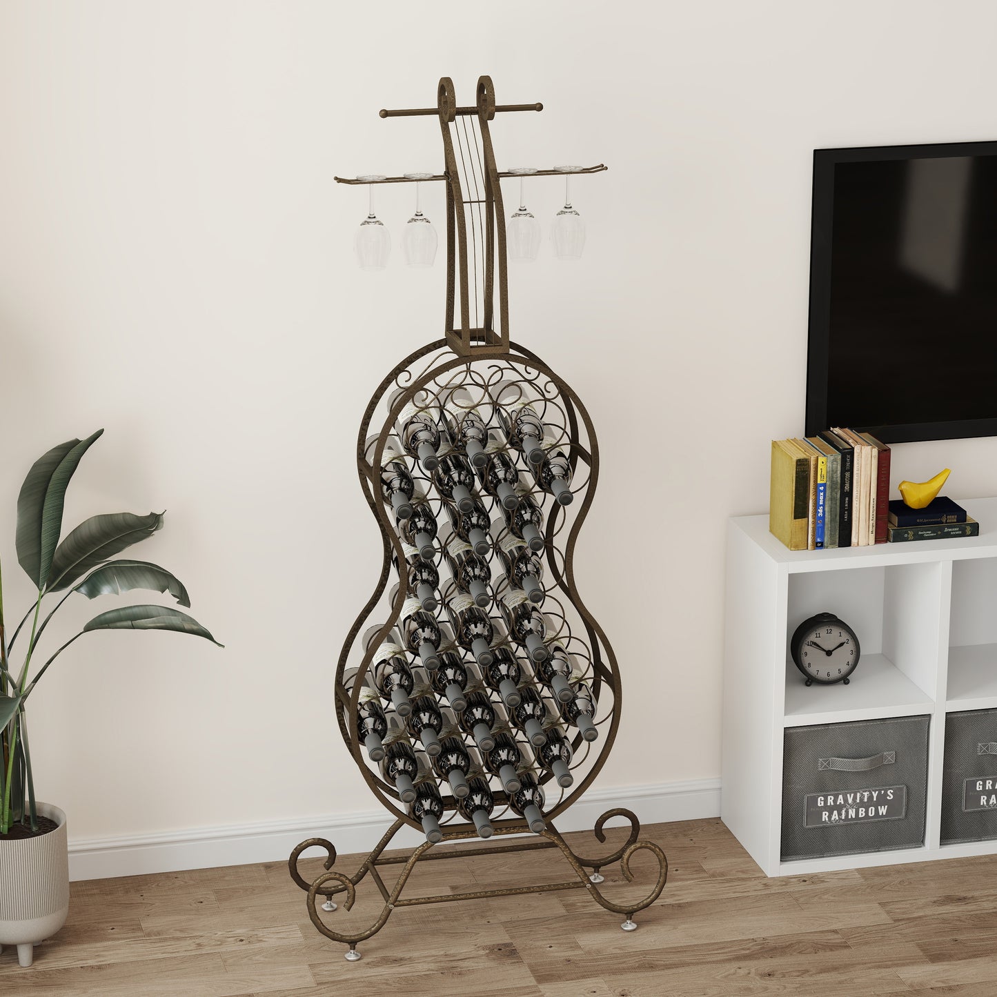 Mission Industrial Cello Shape Wine Bakers Rack