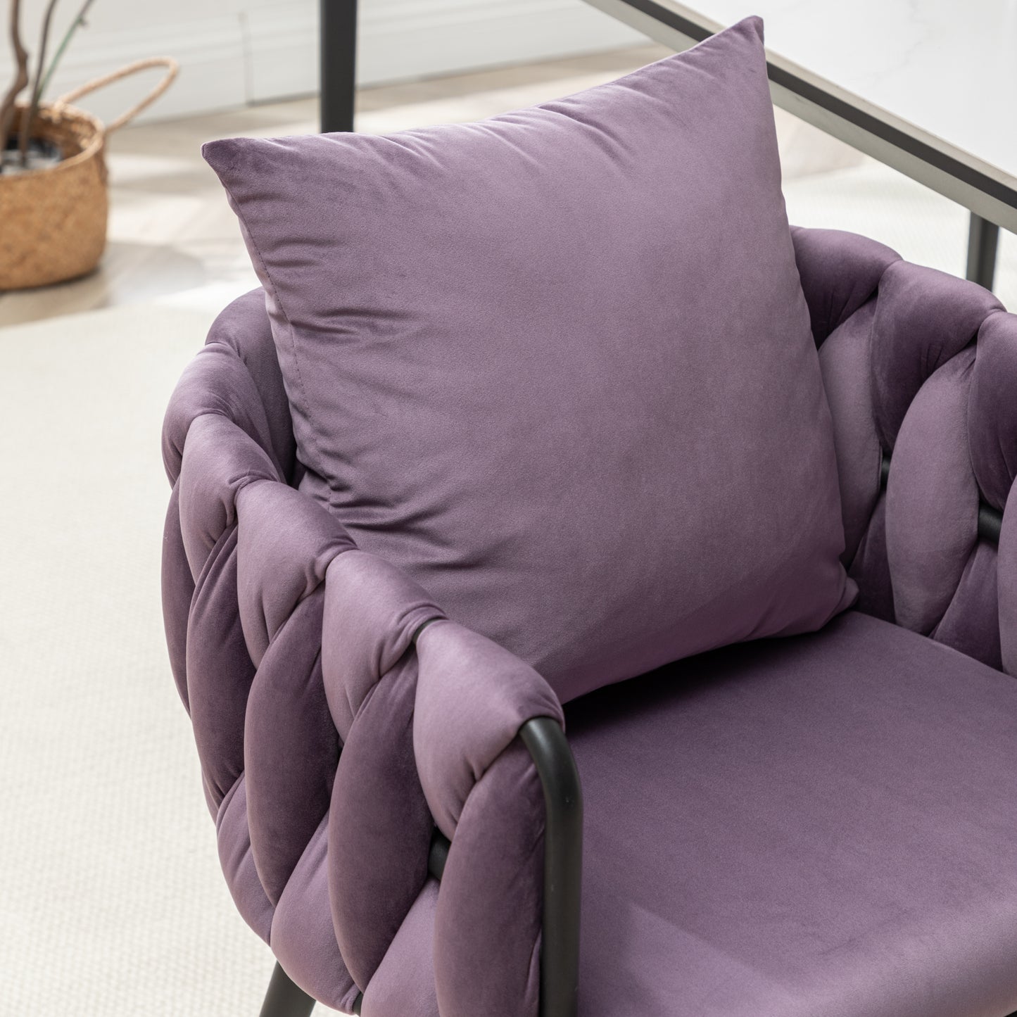 Marites Modern Velvet Weaving Dining Chairs Set
