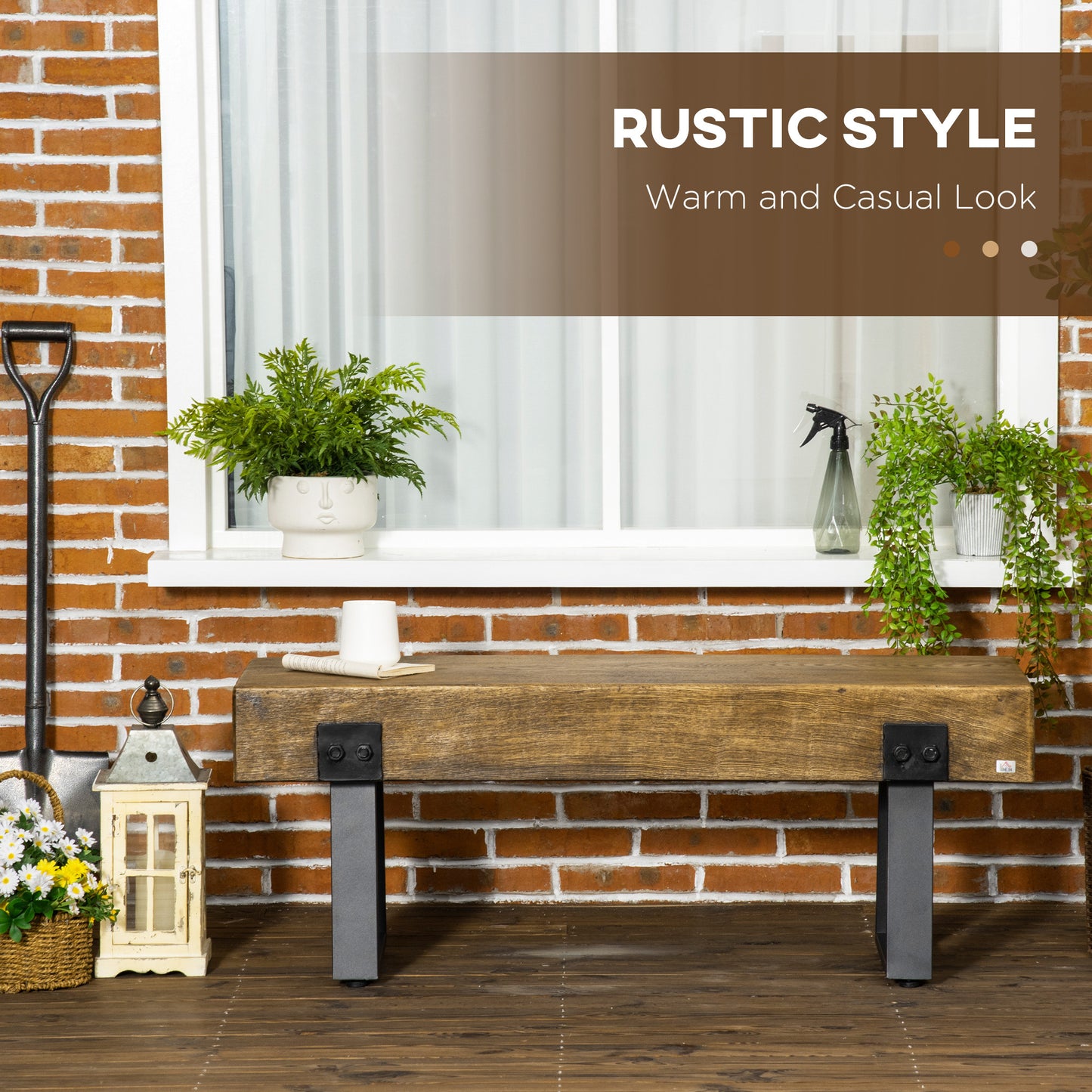 Ghivi Industrial Rustic Metal Garden Bench