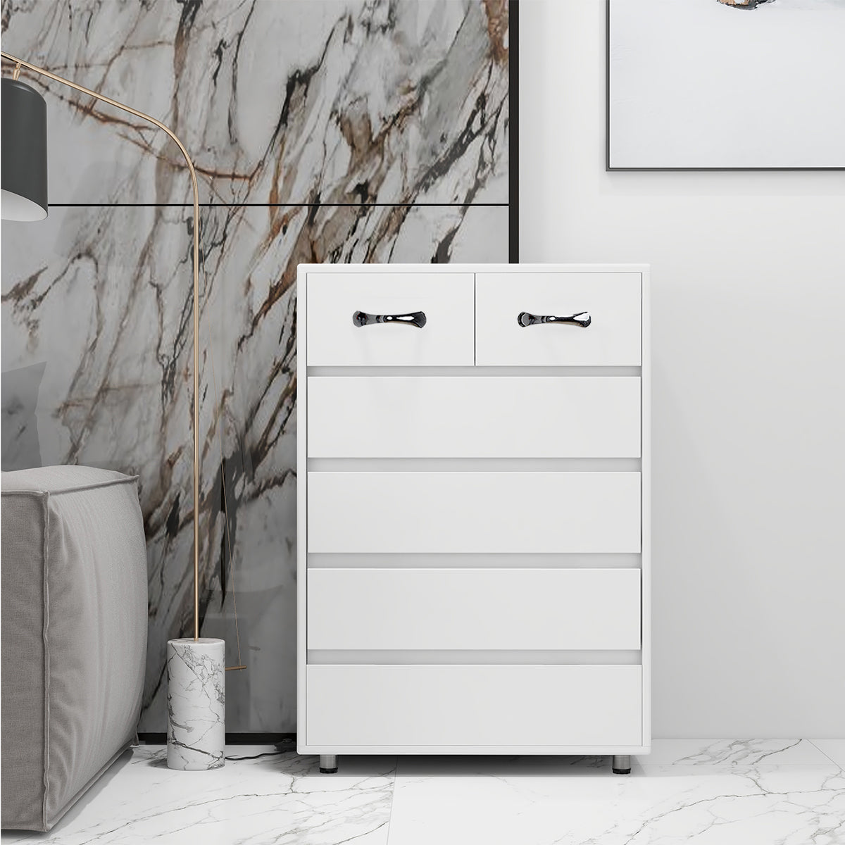 Mission Contemporary Six-Drawer Side Table