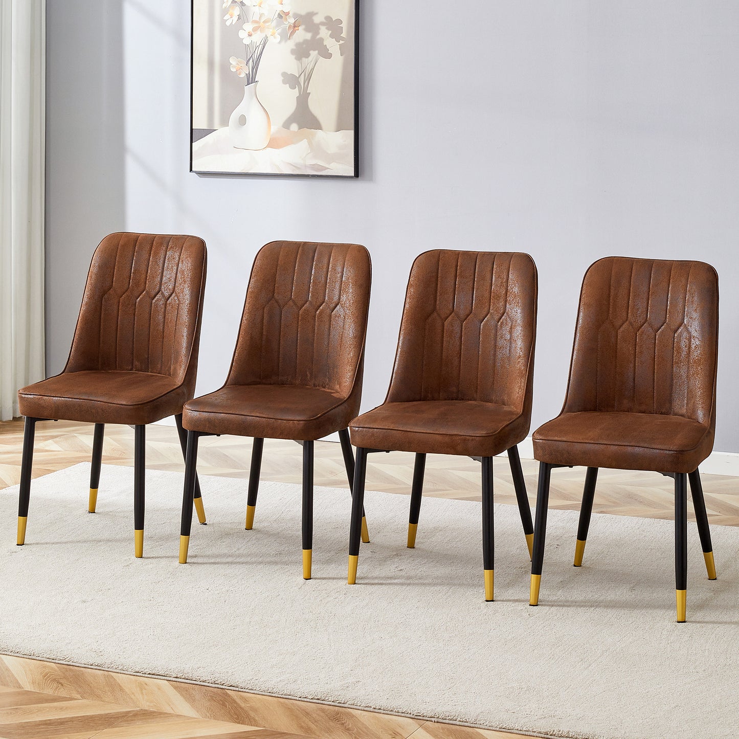 Justo Contemporary Velvet Metal legs Dining Chairs