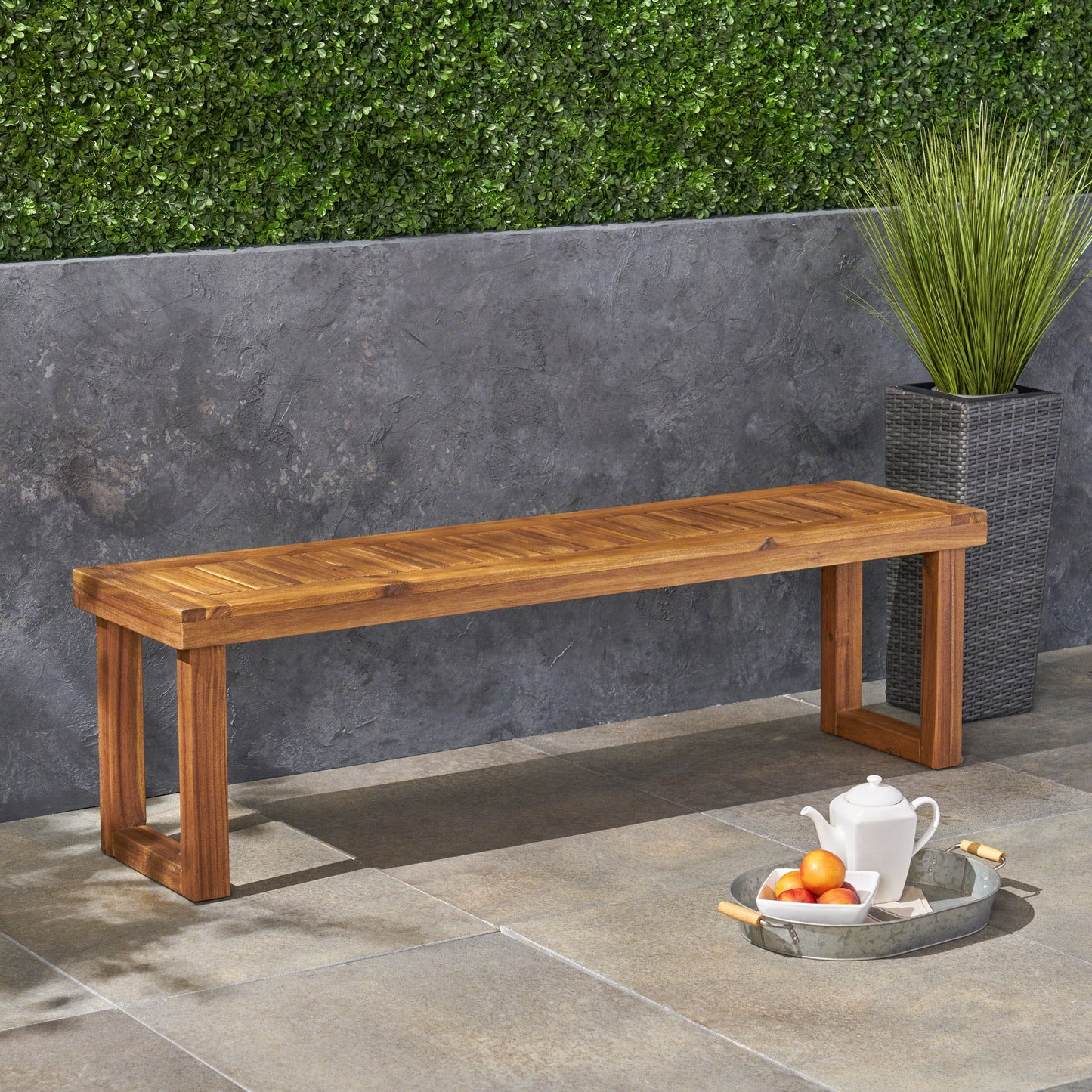 Irvington Craftsman Natural Wood Bench