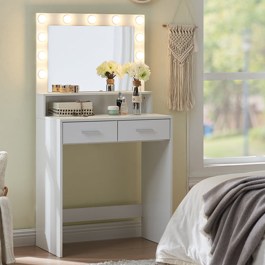 Jiron Modern Vanity Desk with Mirror and Lights