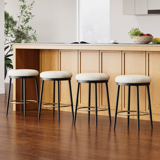 Luz Modern Counter Stools Set of 4 with Iron Frame & Footrest