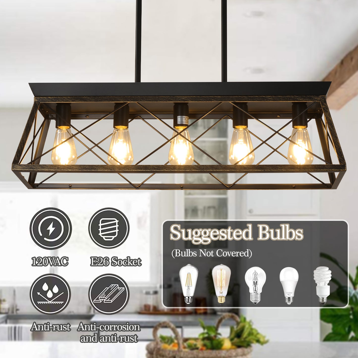 Luz Industrial Rectangular Island Light