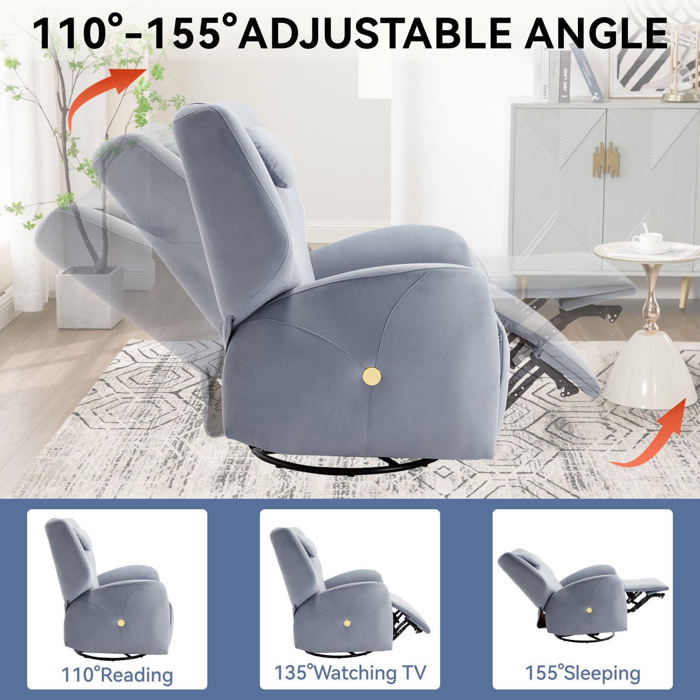 Warmsprings Modern Swivel Recliner Chair