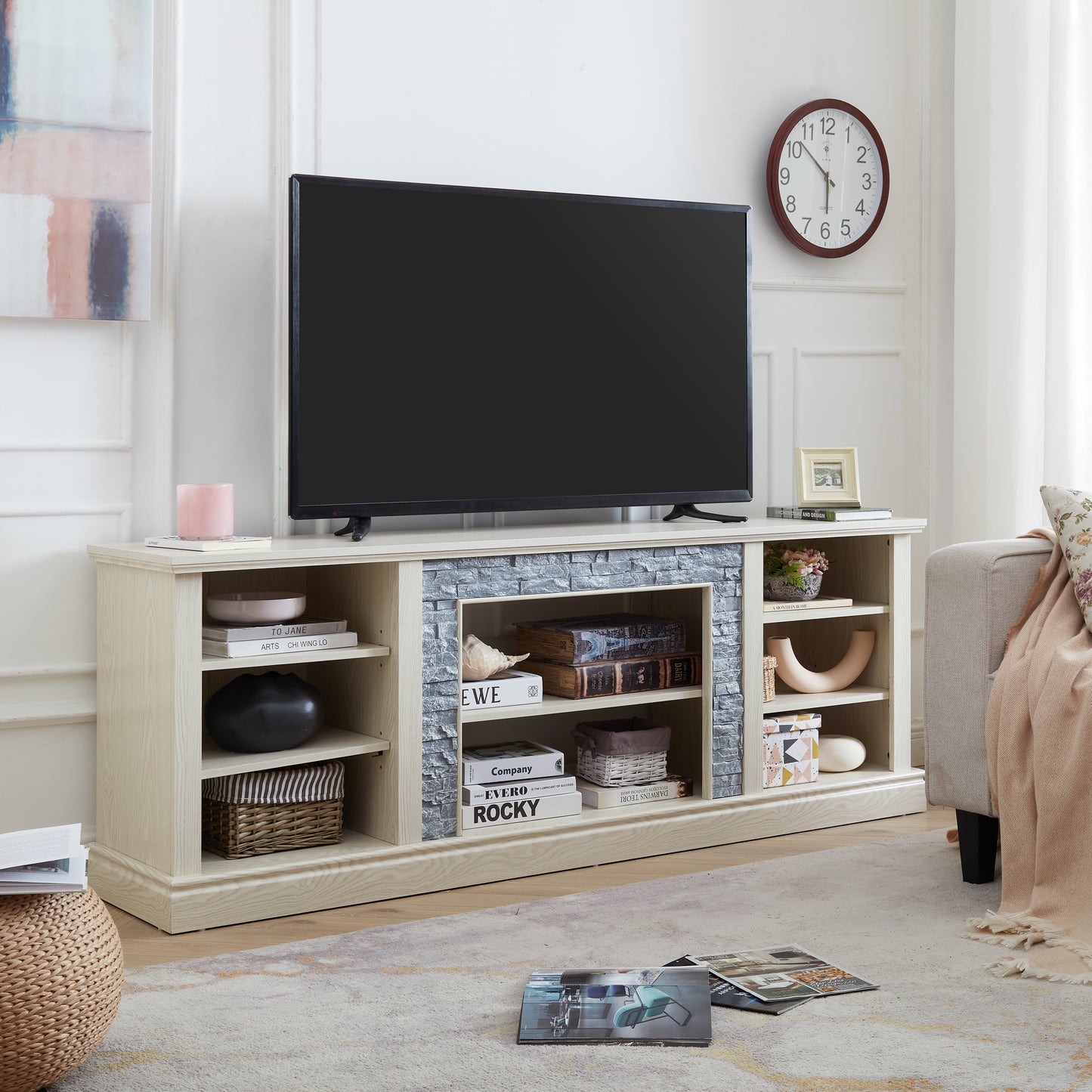 Fremont Modern Large TV Desk Storage Rack