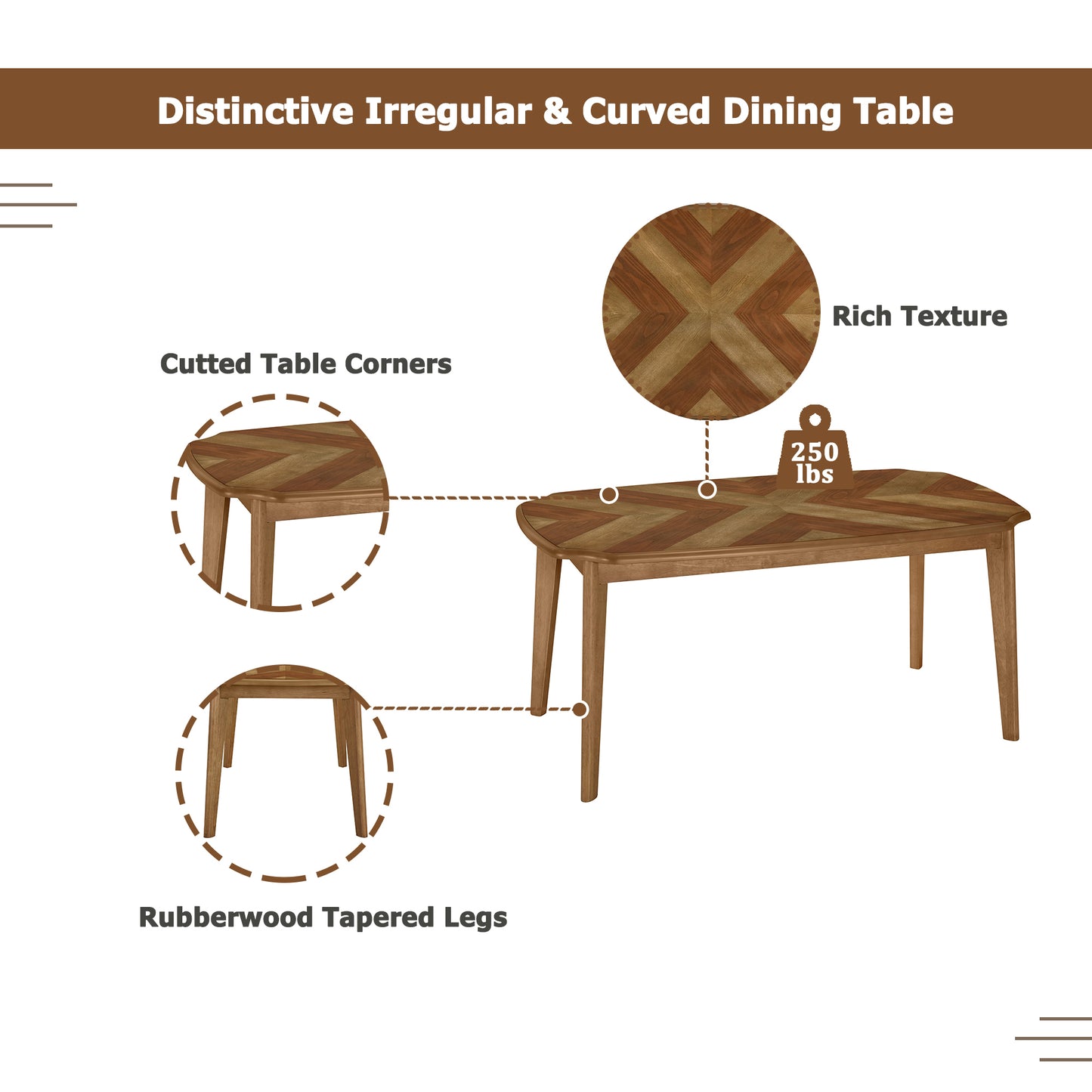 Ghivi Mid-Century 7-Piece Curved Back Dining Set