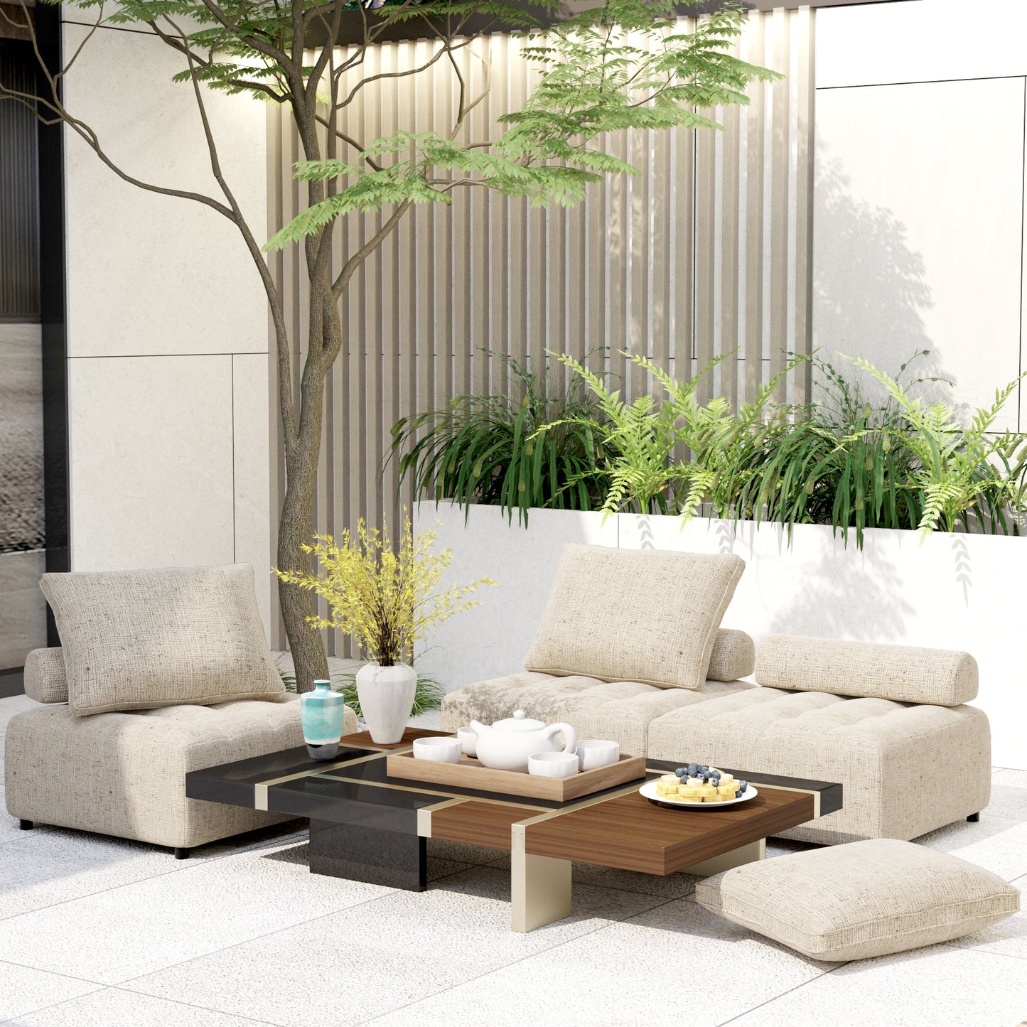 Justo Modern Aluminum Outdoor Sofa