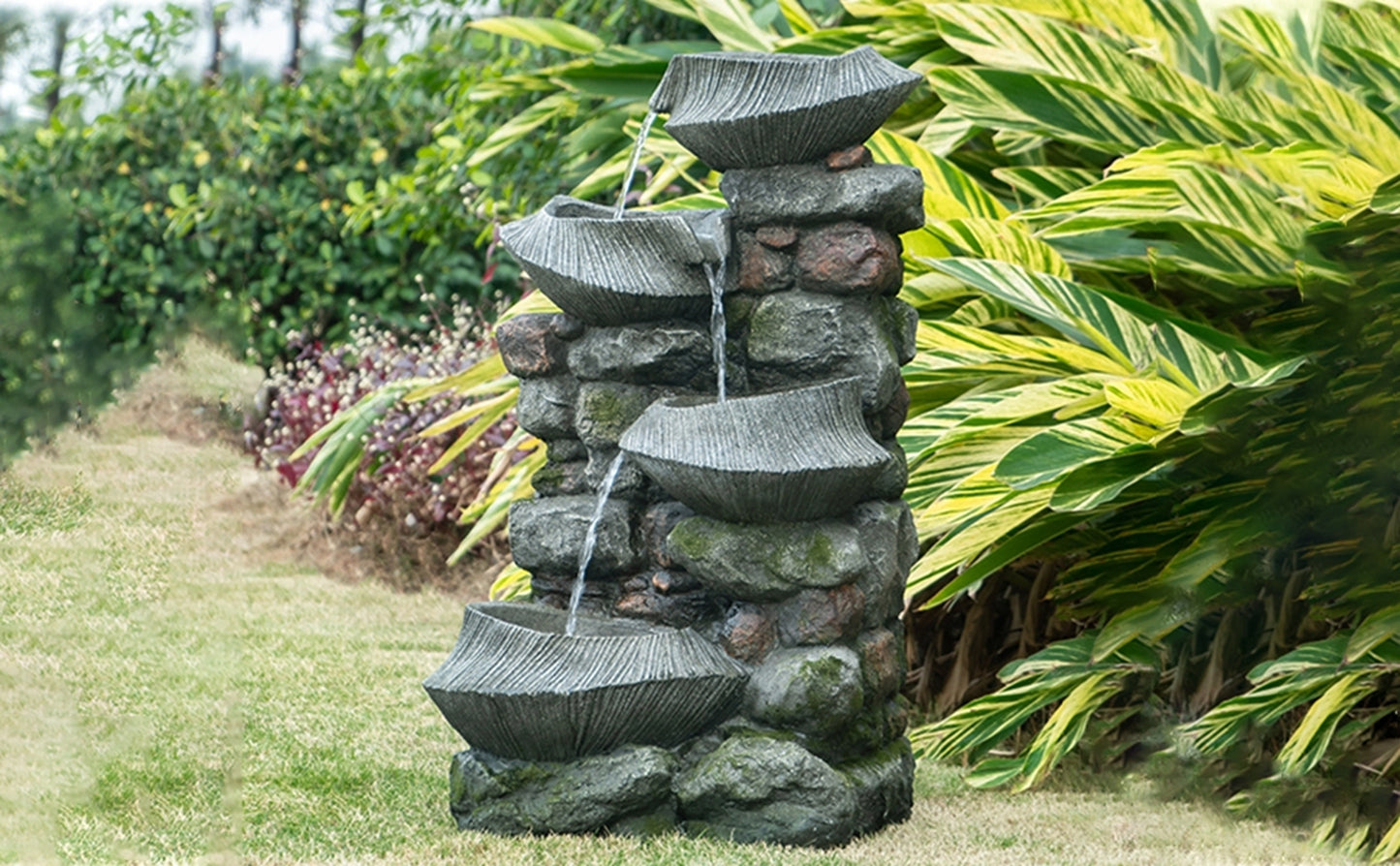 Fremont Contemporary Cascading Stone Fountain