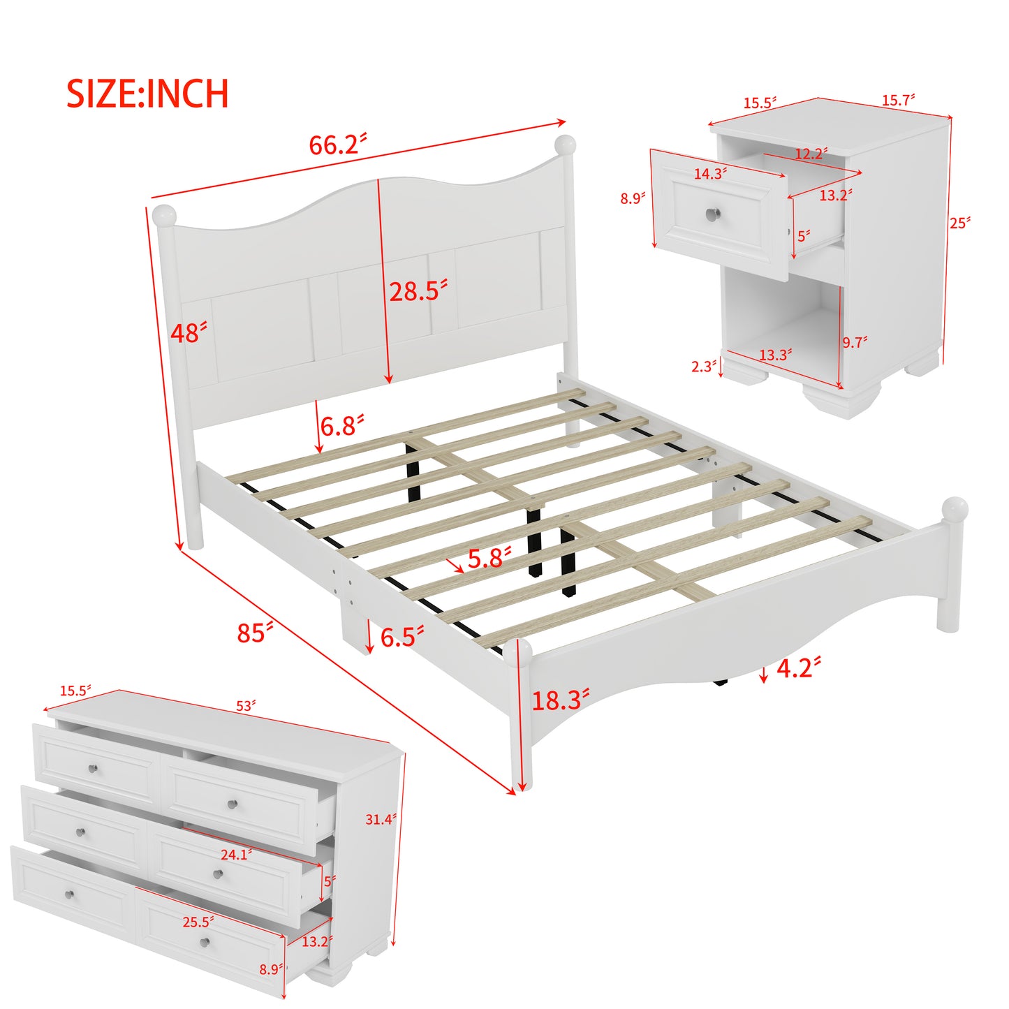 Elmcrest Mid-Century 4-Pieces Elegant Bedroom Sets