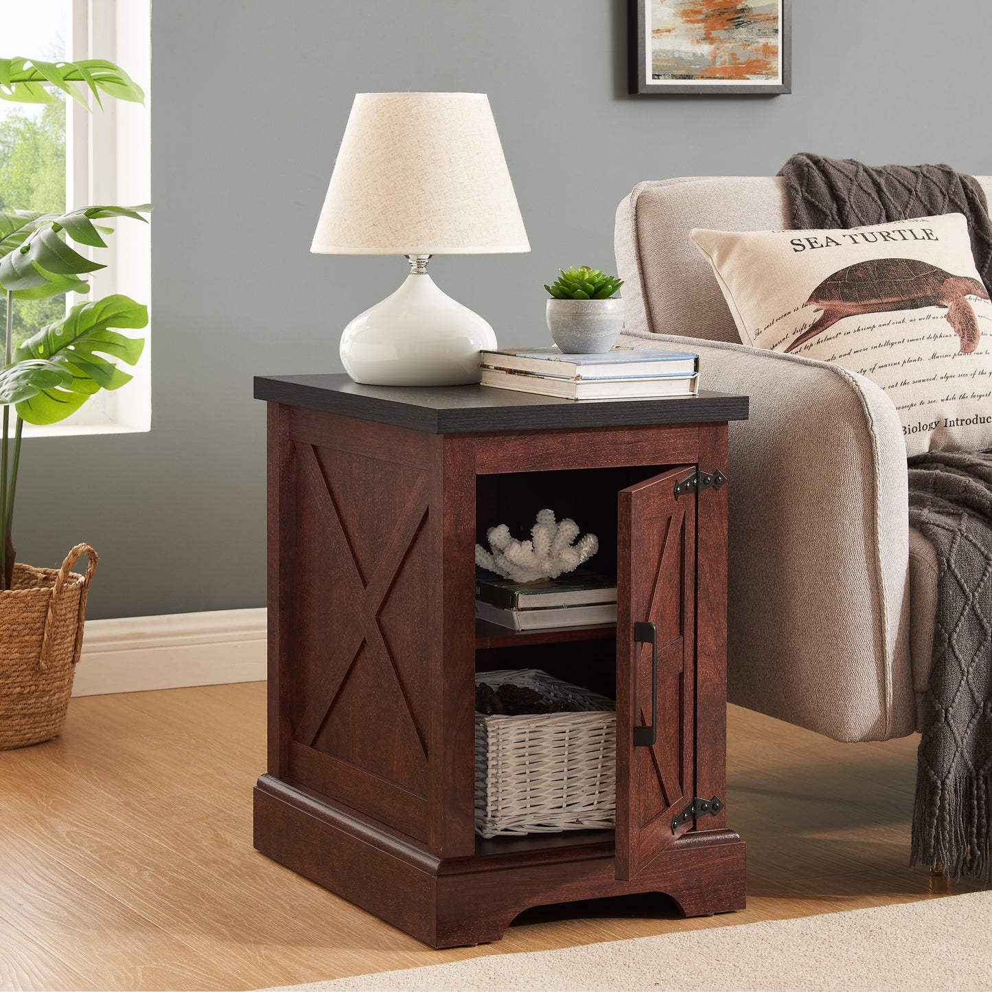 Marites Craftsman Oak Farmhouse End Table