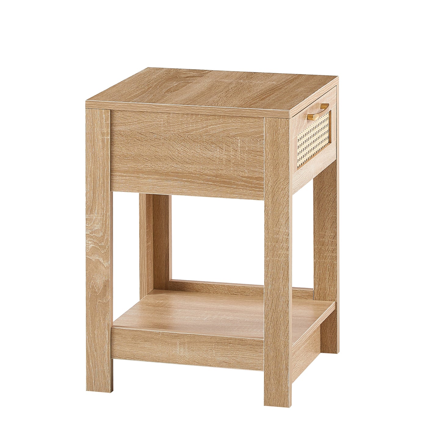 Niles Mid-Century Rattan Drawer Side Table