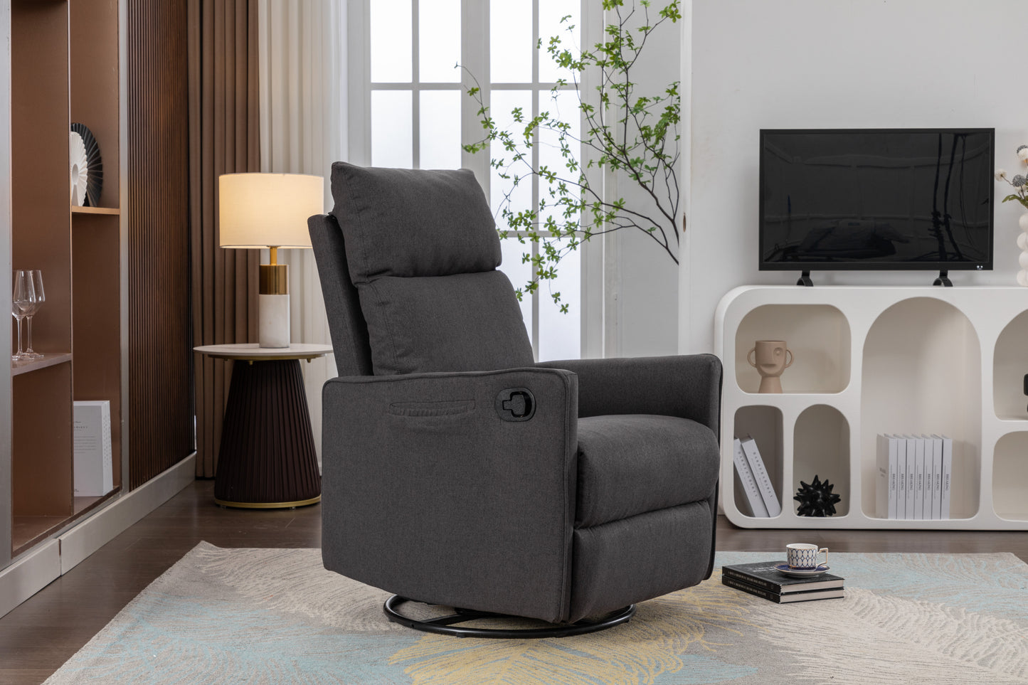 Amity Modern Cotton Linen Rocking Chair